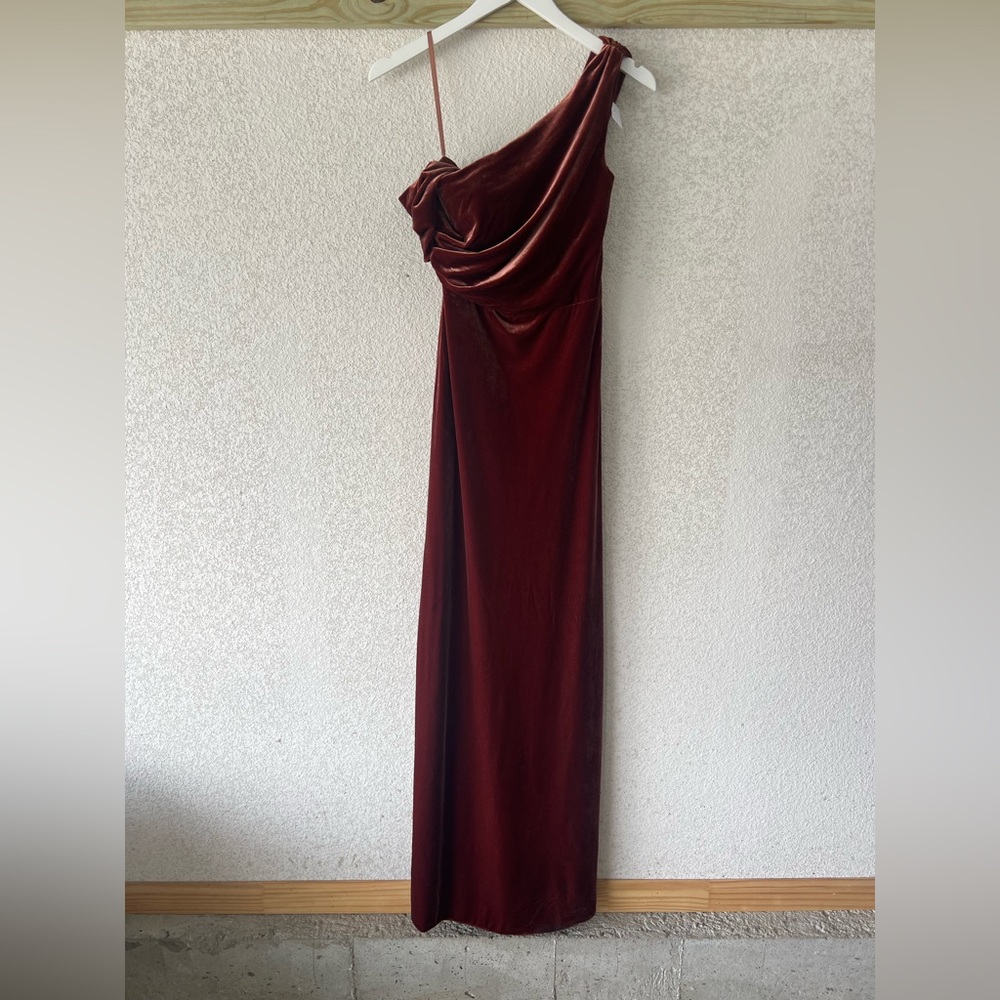 Revelry Terracotta One Shoulder Ruched Gown